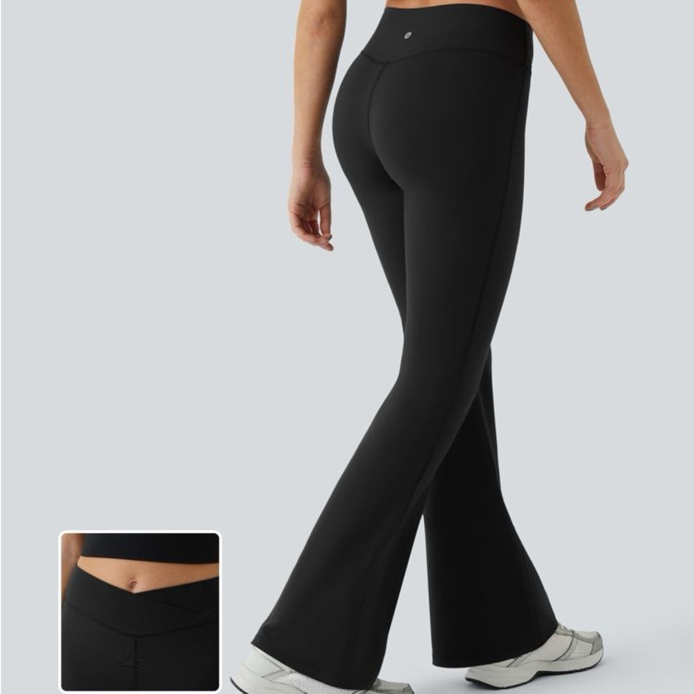 HALARA Black Criss Cross Flared Pants